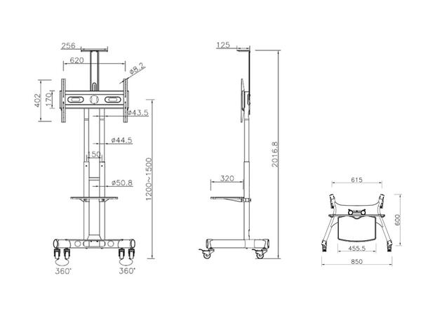 Multibrackets M Public Floorstand Basic 150 gulvstativ med hjul